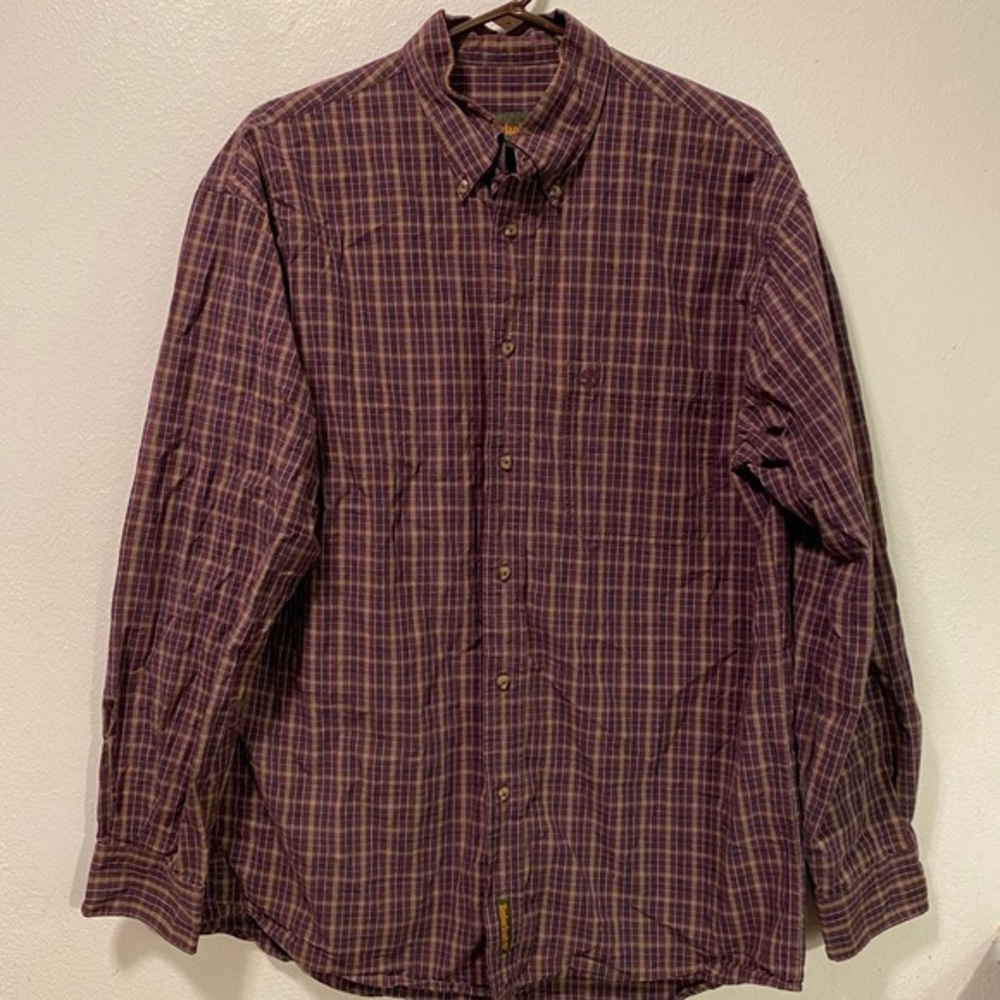 Timberland Shirt Mens Size Medium LongSleeve Collard Button Down Cowboy Cotton